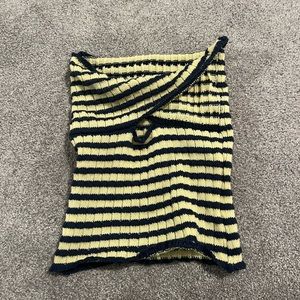 blue and yellow striped knit tube top size small